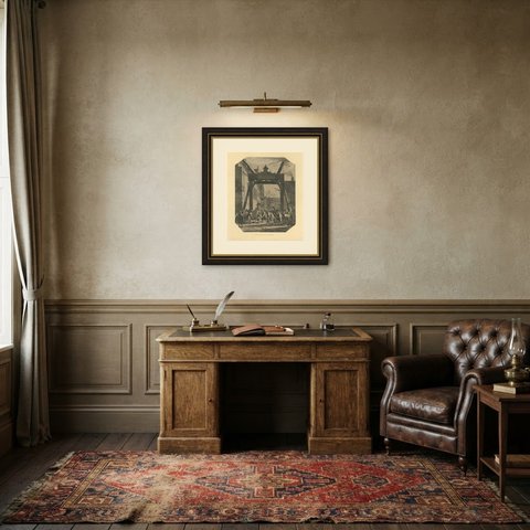 Franeker Bridge Accident, Three Etchings attributed to Jan de Visscher, c. 1665, shown framed in a room