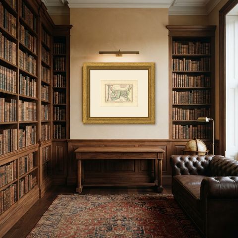 Antique Hand-Colored Map of the Tribe of Issachar, Wyld, 1823, shown framed in a room