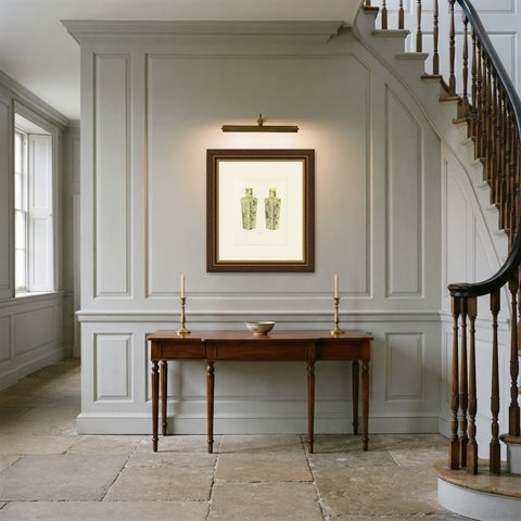 Pair of Imperial Yellow Square Bottles, Four Seasons, Kang-he, Plate 1911, shown framed in a room