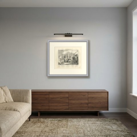 Convention of Alessandria After Marengo, Antique Madou Lithograph, 1827, shown framed in a room