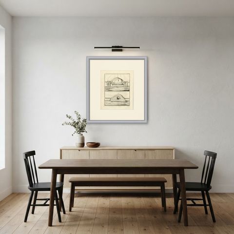 Two Palanquins, One Carried by Four Bearers, Antique Niebuhr Print, 1780, shown framed in a room