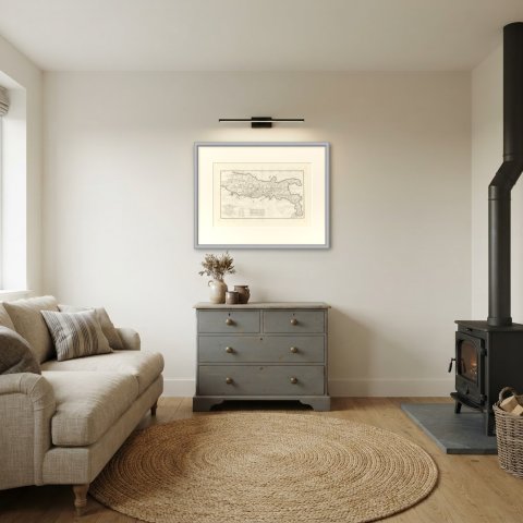 Roman Roads of Ancient Italy, d'Anville Voies Romaines Map, 1818, shown framed in a room