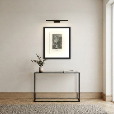 The Falls of the Velino at Terni, Antique Italian Waterfall View, circa 1850, shown framed in a room