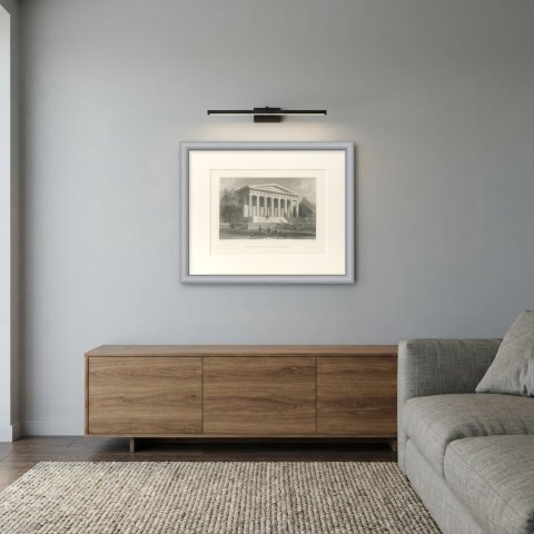 The United States Bank, Philadelphia, after Bartlett, Antique View, circa 1840, shown framed in a room