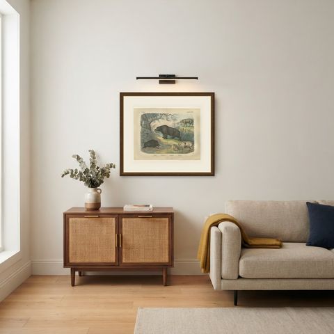 Antique Hippopotamus Print with Wild Boar and Babirusa, Kolb, circa 1890, shown framed in a room