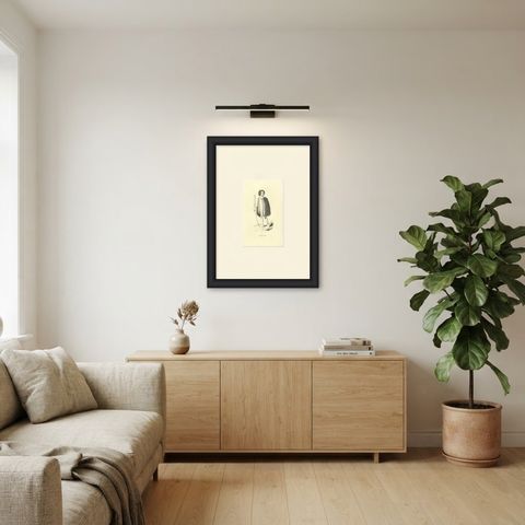 Souraki Warrior, Antique Wahlen Costume Print, 1843-1844, shown framed in a room