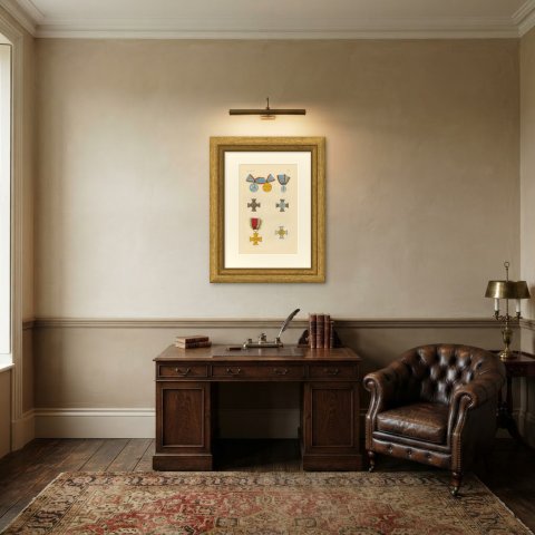 Orders of Mecklenburg, Medals and Service Crosses, Plate XLVIII, 1844, shown framed in a room