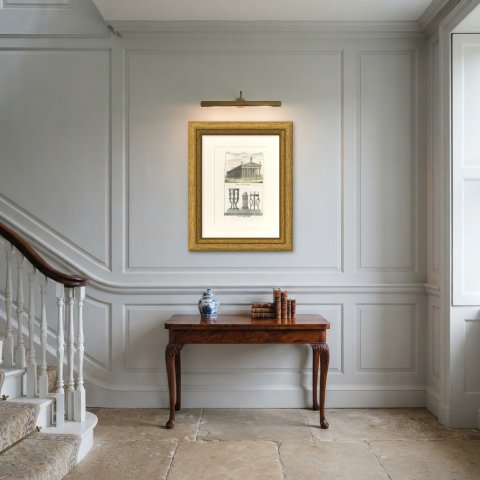 Temple of Olympian Jupiter, Altars and the Delphic Tripod, Lithograph, 1842, shown framed in a room
