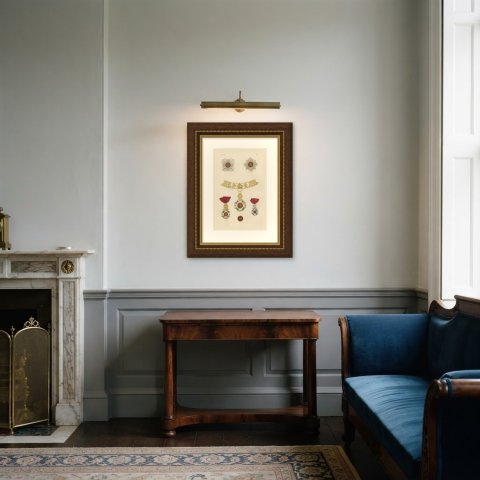 Orders of Belgium, Order of Leopold Stars, Badges and Collar, Plate XIV, 1844, shown framed in a room