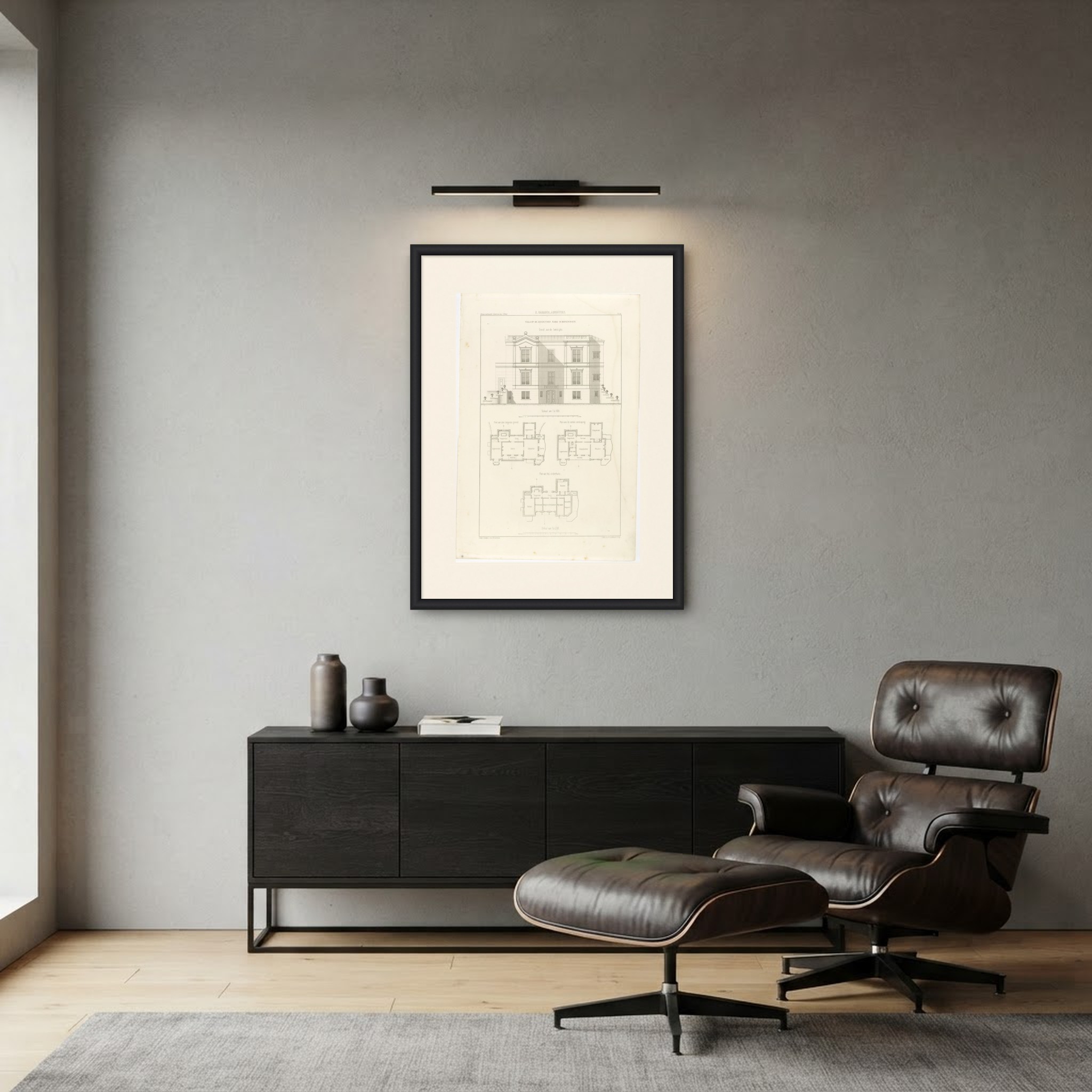 Seaside Villa, Scheveningen Dunes, Dutch Architecture Print, Leliman, 1865-1866, in the room