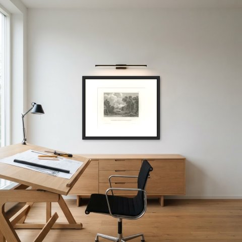 Warkworth Castle, Northumberland, Antique Romantic Ruin View, circa 1850, shown framed in a room