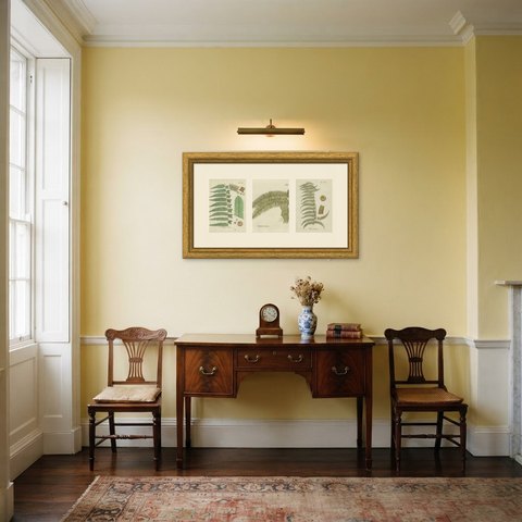 Set of 3 Original Antique Hand-Colored Fern Engravings, Cyathea, 1806-1809, shown framed in a room