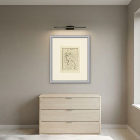 Antique Plan of the City of Jeddah, Niebuhr Copper Engraving, 1776, shown framed in a room