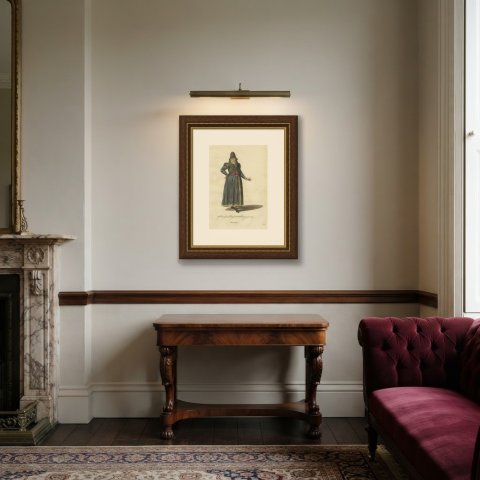 Habit of an English Nobleman in 1577, Fur Lined Gown, Jefferys Plate, 1757, shown framed in a room