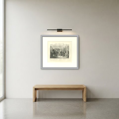 Bologna, Bonaparte Expels the Foreign Monks, Antique Madou Lithograph, 1827, shown framed in a room