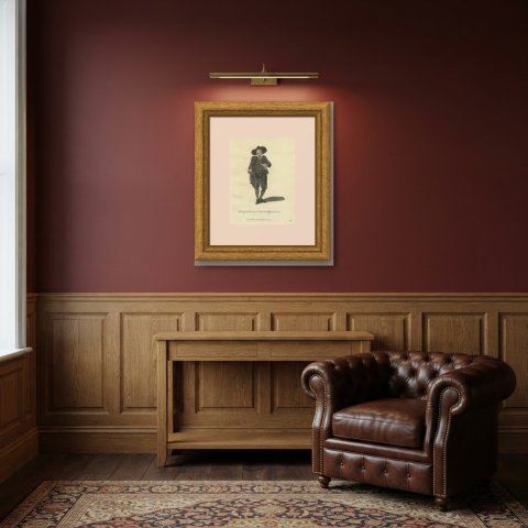 Oliverian, English Partisan of Cromwell in 1650, Jefferys Costume Print, 1757, shown framed in a room