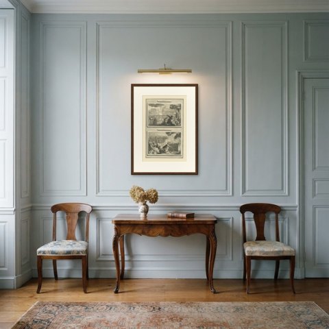 Fire Consumes Aaron's Offering and Death of Nadab and Abihu, Mortier circa 1700, shown framed in a room
