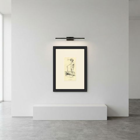 Papuan of Dorey Harbor, Antique Wahlen Costume Print, 1843-1844, shown framed in a room