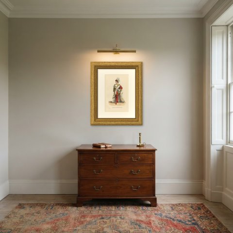 Grand Cross of Leopold of Austria, Hand Colored Wood Engraving, 1844, shown framed in a room