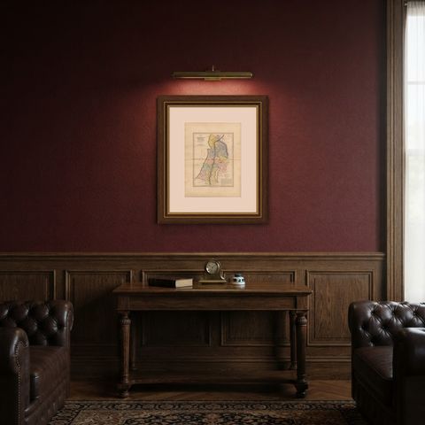 Canaan Divided into the Twelve Tribes, Antique Hand-Colored Map, 1823, shown framed in a room