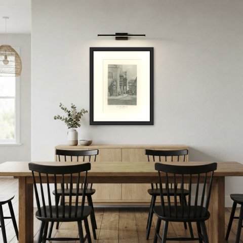 Town Hall, Halberstadt, Antique Steel Engraving after Carl Werner, circa 1885, shown framed in a room