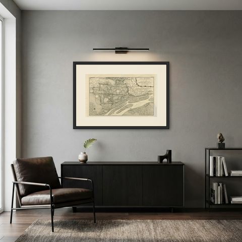 Large Antique Plan of Cairo, Bulaq, Old Cairo and Giza, 1776, shown framed in a room