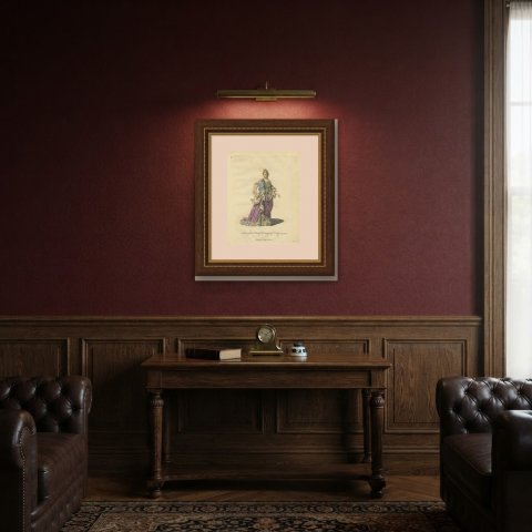 Princess Dowager of Conti in 1700 in an Ermine Lined Robe, Jefferys, 1757, shown framed in a room
