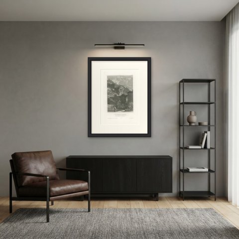 Antique View of the Temple of Clitumnus near Spoleto, Italy, circa 1850, shown framed in a room