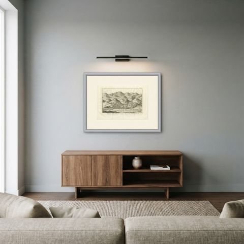 Antique View of Taiz from the North, Niebuhr Copper Engraving, 1776, shown framed in a room