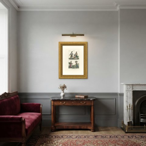 Swiss Guard, Roman Peasants and Women of Frascati, Hand Colored Lithograph, 1842, shown framed in a room
