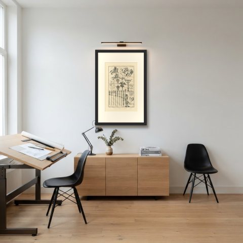 Roman Military Standards, Eagle and War Horns, Montfaucon Engraving, 1722, shown framed in a room