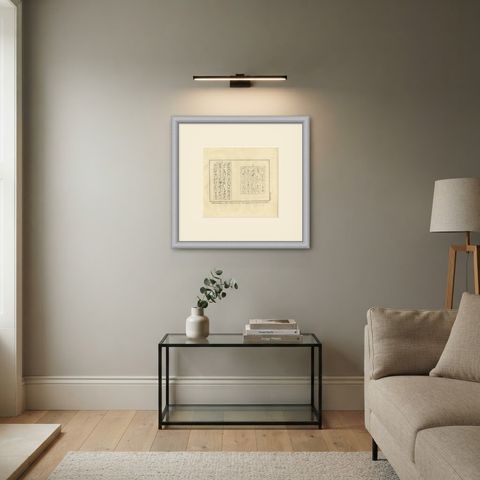 Hieroglyphs on Small Alabaster Vessels, Antique Niebuhr Print, 1776, shown framed in a room