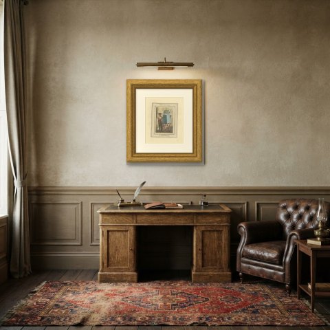 Peepshow Man at Hyde Park Corner, Cries of London, 1804, shown framed in a room