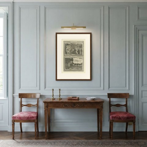 Jehoiakim Burns Jeremiah's Scroll and Ezekiel's Vision, Mortier, circa 1700, shown framed in a room