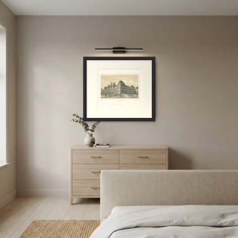 Hotel de Ville, Paris, Antique Lithograph after Philippe Benoist, circa 1860, shown framed in a room