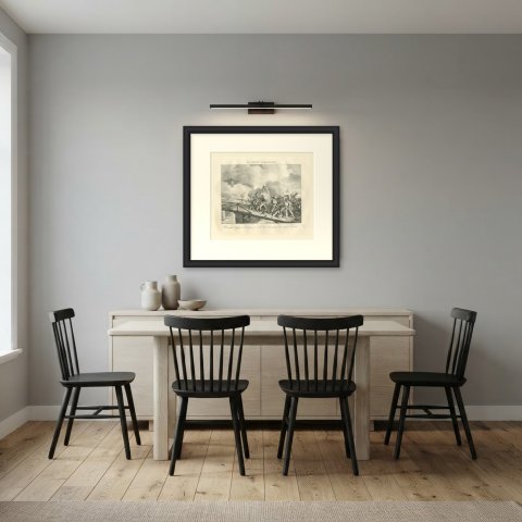 Bonaparte at the Bridge of Arcole, Antique Madou Lithograph, 1827, shown framed in a room