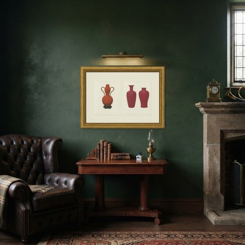 Sage wall with Coral Red and Ruby Monochromes, Two Chinese Color Plates, 1911