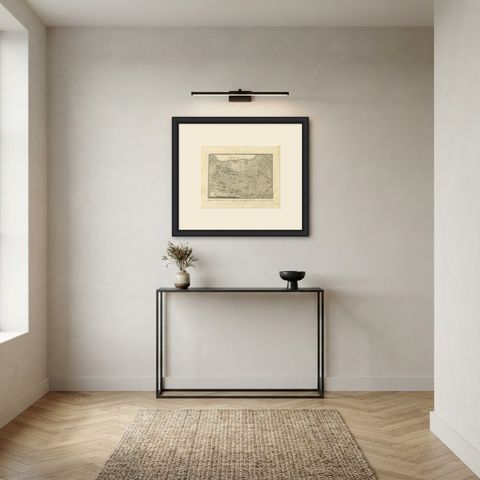 Camp of the Mecca Pilgrims Before Departure, Antique Print, 1776, shown framed in a room