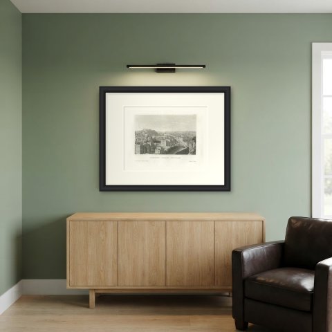 High Street, Edinburgh, Antique Panoramic View with the Castle, circa 1850, shown framed in a room