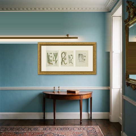 Set of 3 Hand-Colored Club Moss Engravings, Fir, Marsh and Alpine, 1806-1809, shown framed in a room