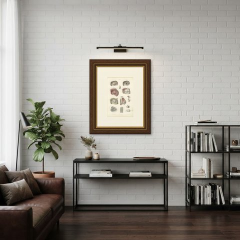 The Eyelids and Lacrimal Gland, Antique Hirschfeld Anatomy Print, 1866, shown framed in a room