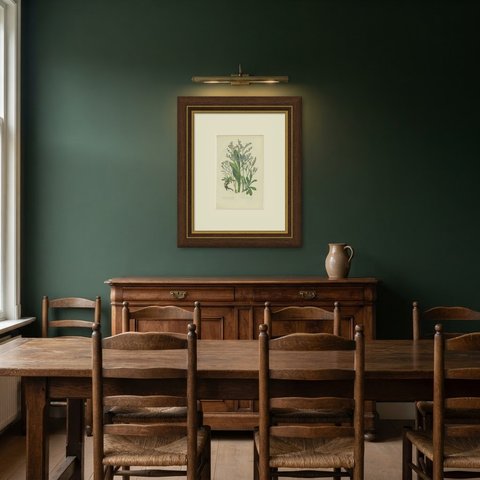 Sea Lavenders of the Salt Marsh, Antique Coastal Flower Print, circa 1873, shown framed in a room