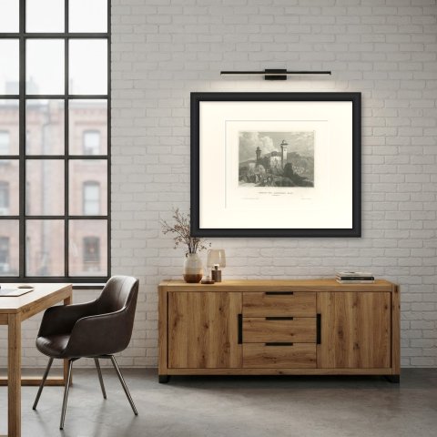 Hebron and the Tomb of Abraham, Antique View with Minarets, circa 1850, shown framed in a room