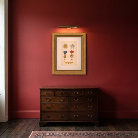 Orders of the Two Sicilies, Saint Januarius and Saint Ferdinand, Plate XXI, 1844, shown framed in a room