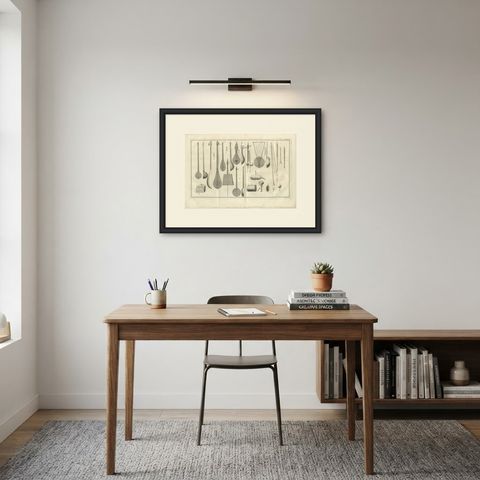 Musical Instruments of the East, Antique Niebuhr Copper Engraving, 1776, shown framed in a room
