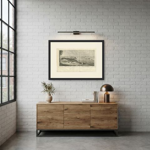 Antique View of Raschid or Rosetta on the Nile, Niebuhr, 1776, shown framed in a room