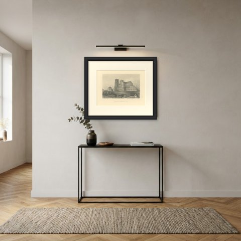 Notre Dame Cathedral, Paris, Antique Steel Engraving after T. Allom, circa 1850, shown framed in a room