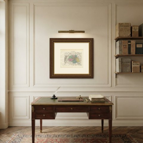 Antique Plan of Paris and its Fortified Enceinte, Vuillemin, circa 1860, shown framed in a room