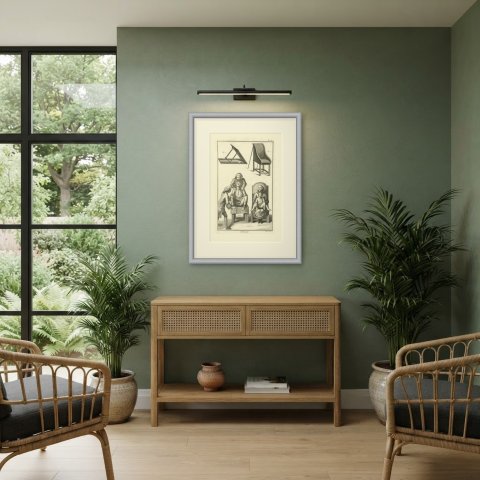Operating Chair and Seated Patients, Diderot Chirurgie Plate XII, circa 1772, shown framed in a room