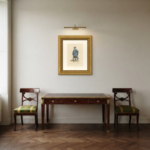 Grand Cross of the Order of Charles III, Costume Plate, Wood Engraving, 1844, shown framed in a room
